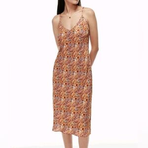 Wilfred Aritzia Only Slip Satin Floral Midi Dress Size S Fall Bohemian Romantic